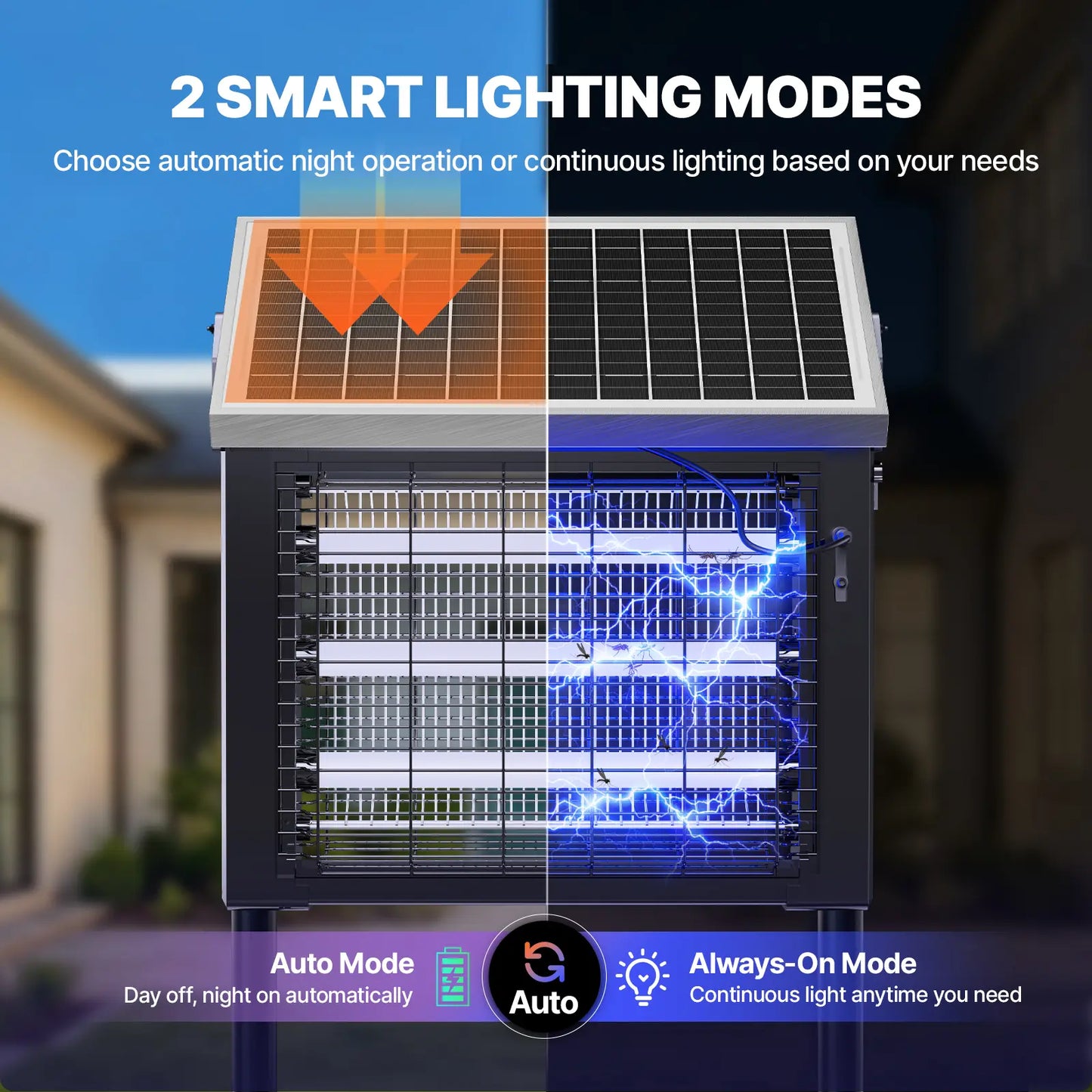 OGERY 3500V Solar Bug Zapper, High Power Cordless Mosquito Zapper with Smart Light Sensor, Dual Solar & USB Rechargeable Insect Killer for Patio, Garden, Backyard, Outdoor Use