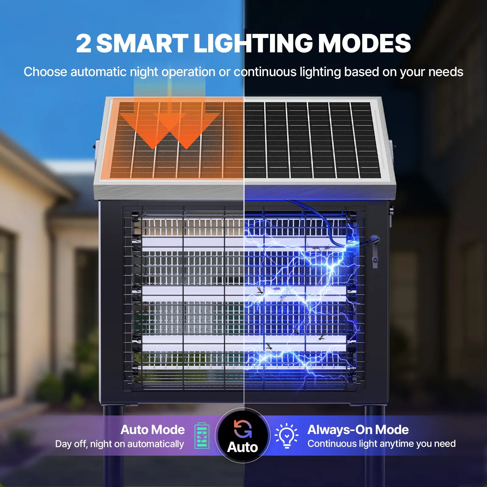 OGERY 3500V Solar Bug Zapper, High Power Cordless Mosquito Zapper with Smart Light Sensor, Dual Solar & USB Rechargeable Insect Killer for Patio, Garden, Backyard, Outdoor Use