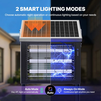 OGERY 3500V Solar Bug Zapper, High Power Cordless Mosquito Zapper with Smart Light Sensor, Dual Solar & USB Rechargeable Insect Killer for Patio, Garden, Backyard, Outdoor Use