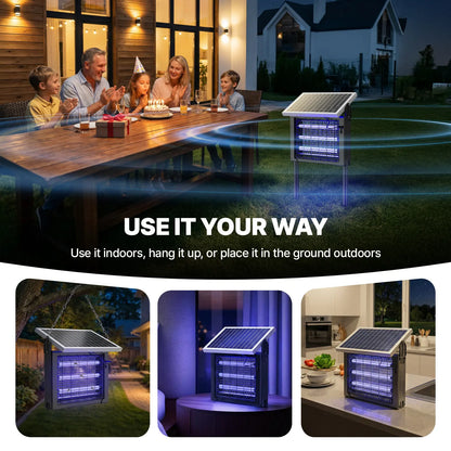 OGERY 3500V Solar Bug Zapper, High Power Cordless Mosquito Zapper with Smart Light Sensor, Dual Solar & USB Rechargeable Insect Killer for Patio, Garden, Backyard, Outdoor Use