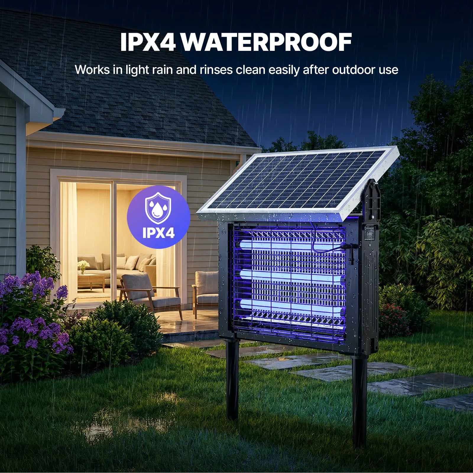 OGERY 3500V Solar Bug Zapper, High Power Cordless Mosquito Zapper with Smart Light Sensor, Dual Solar & USB Rechargeable Insect Killer for Patio, Garden, Backyard, Outdoor Use