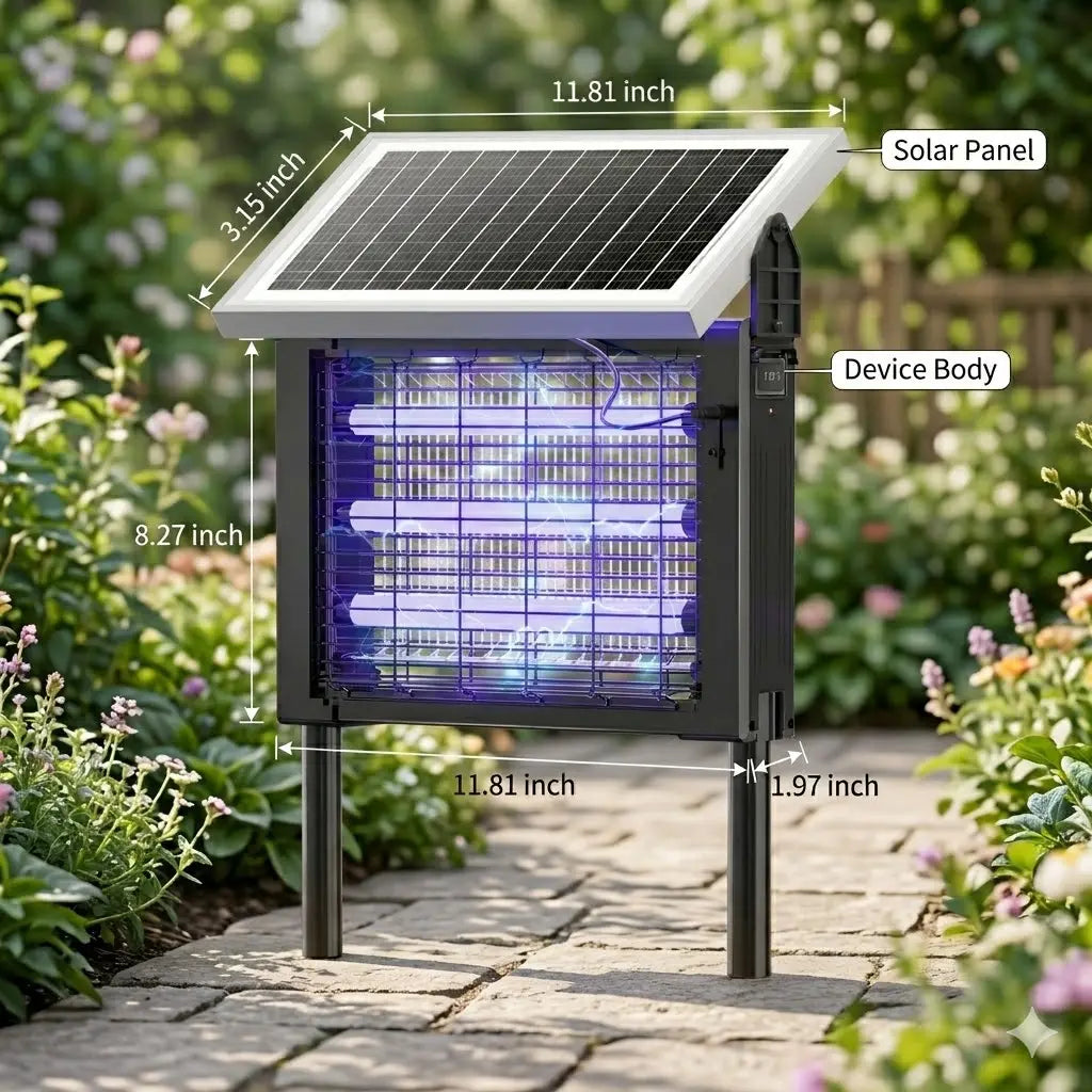 OGERY 3500V Solar Bug Zapper, High Power Cordless Mosquito Zapper with Smart Light Sensor, Dual Solar & USB Rechargeable Insect Killer for Patio, Garden, Backyard, Outdoor Use